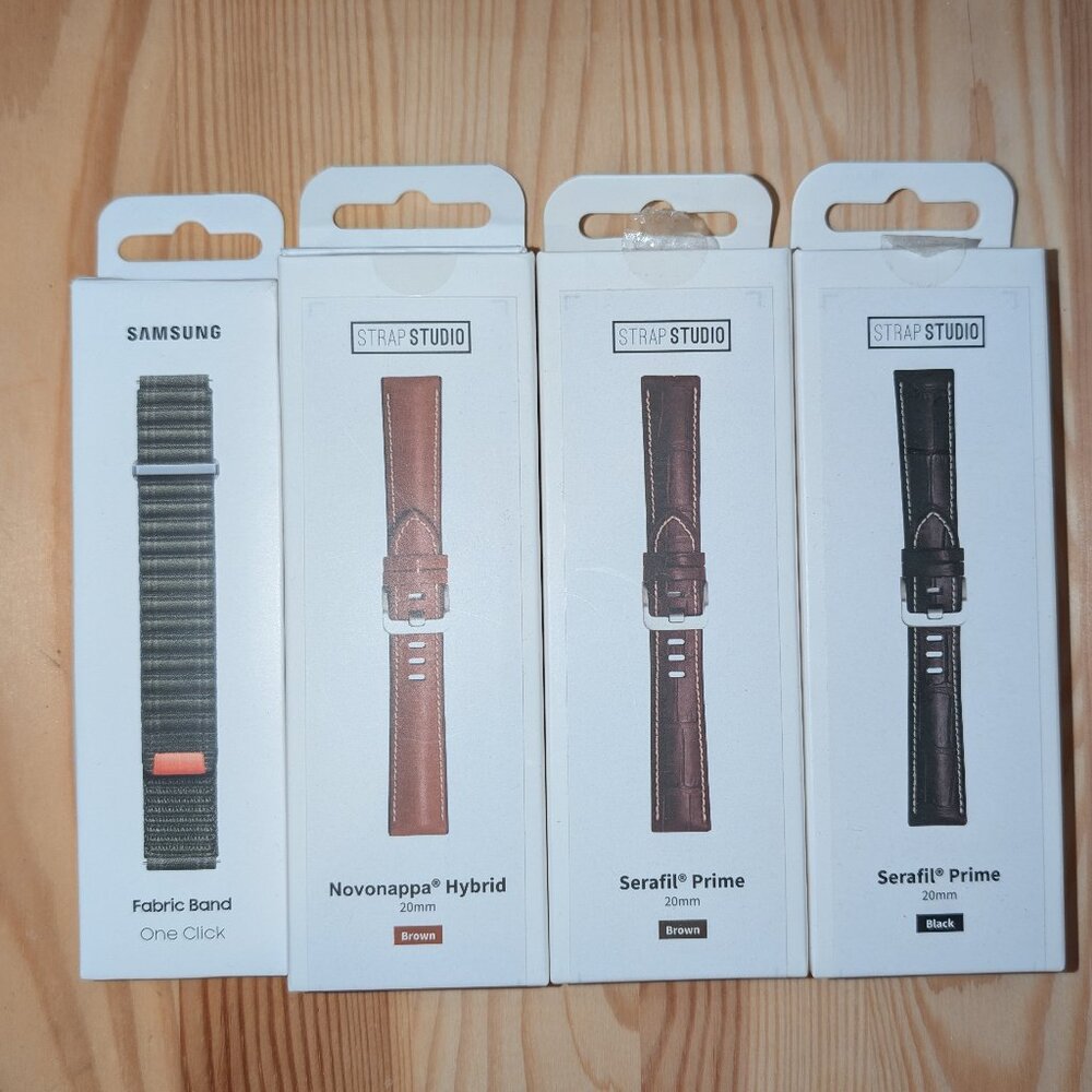 Lot of 4 Galaxy Watch Bands – StrapStudio & Samsung Fabric Band (20mm)